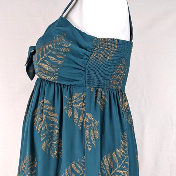 Gold Palm Leaf Maternity Dress Size S - Picture 3 of 7